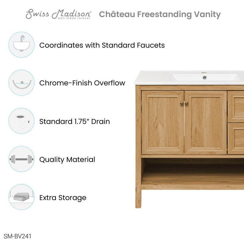 Swiss Madison Château 36" Bathroom Vanity in Natural Oak