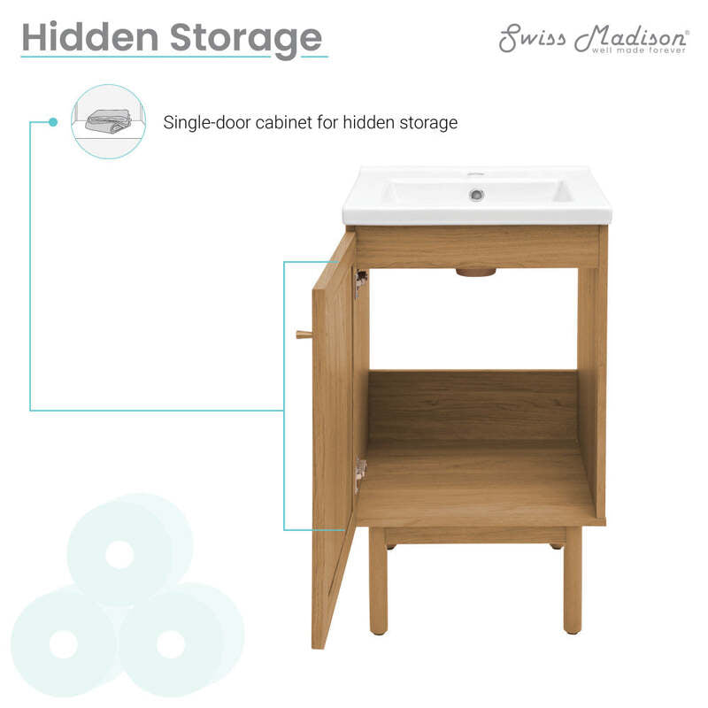 Swiss Madison Classe 18" Bathroom Vanity in Oak