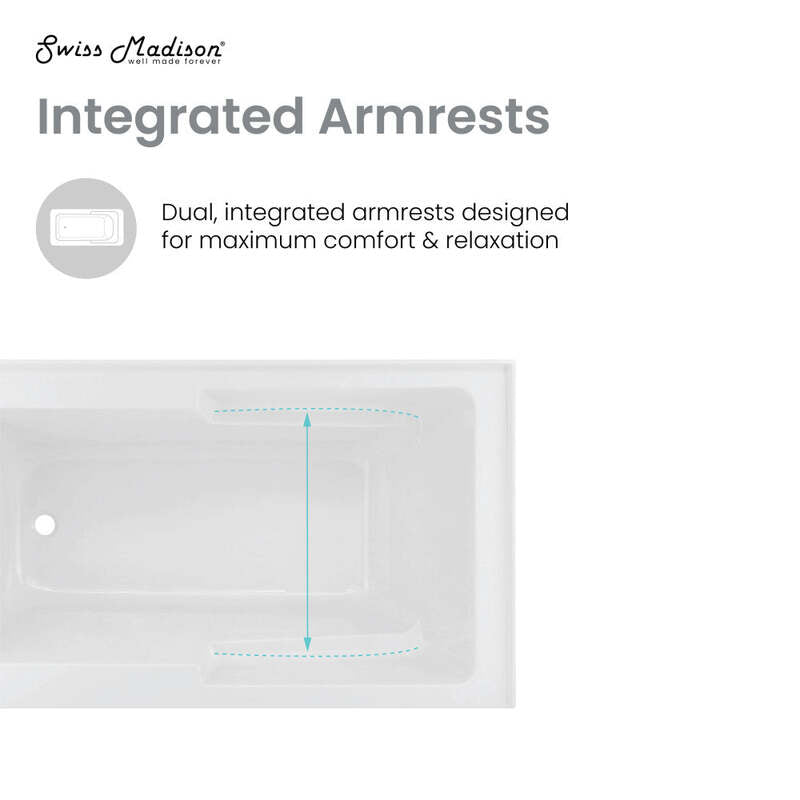 Swiss Madison Voltaire 48 x 30" Left-Hand Drain Alcove Integrated Armrest Bathtub with Apron