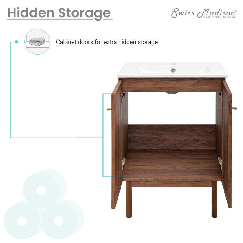 Swiss Madison Classé 24" Bathroom Vanity in Dark Walnut