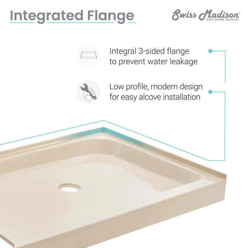 Swiss Madison Voltaire 60 x 32 Single-Threshold, Right-Hand Drain, Shower Base in Biscuit