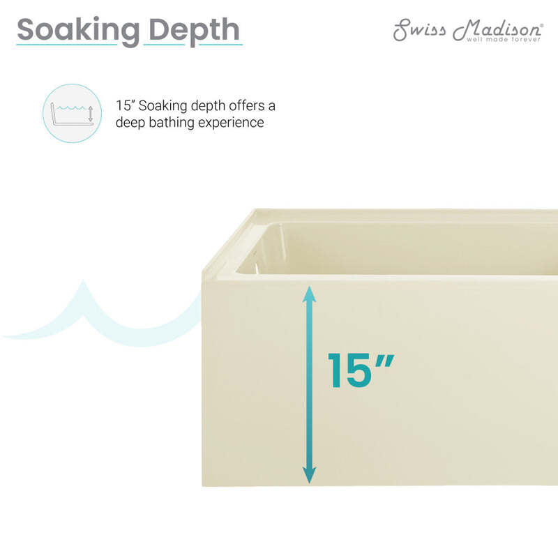 Swiss Madison Voltaire 48" X 32" Left-Hand Drain Alcove Bathtub with Apron in Bisque