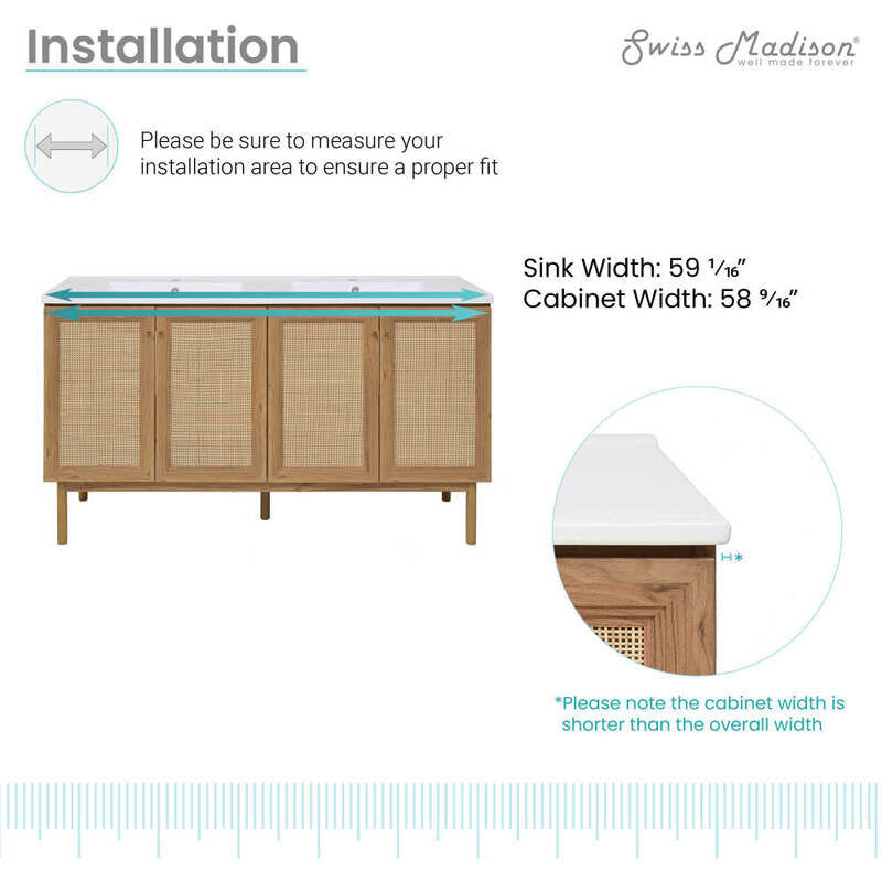Swiss Madison Classé 60" Bathroom Vanity in Oak