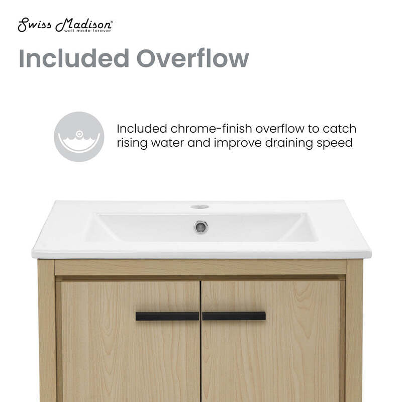 Swiss Madison Virage 24 Freestanding, Bathroom Vanity in Natural Oak