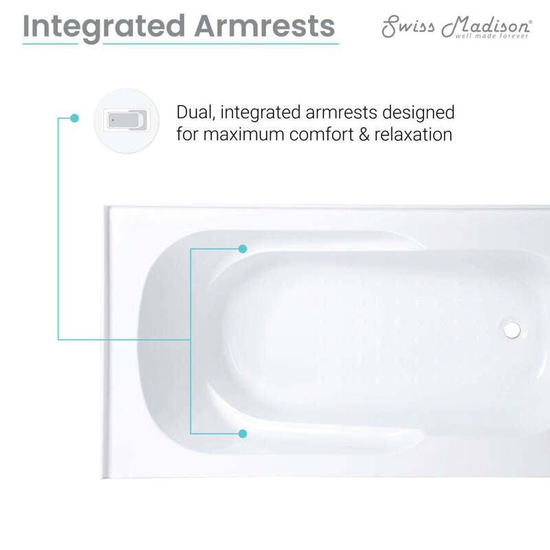 Swiss Madison Ivy 60" X 30" Right-Hand Drain Alcove Bathtub with Apron