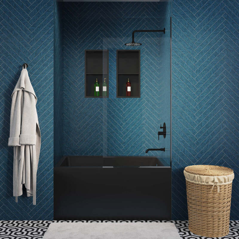 Swiss Madison Voltaire 48" X 32" Right-Hand Drain Alcove Bathtub with Apron in Matte Black
