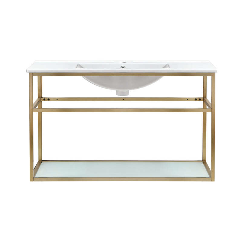 Swiss Madison Pierre 36 Single, Open Shelf, Gold Metal Frame Bathroom Vanity