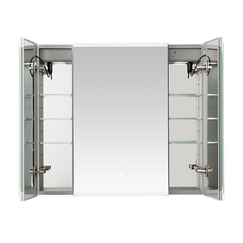 AQUADOM  Edge Royale LED Lighted Triple Door Medicine Cabinet, Antifog, Dimmable, Recessed or Surface 40" x 5" x 32"