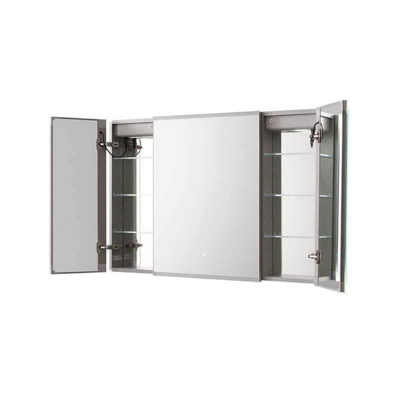 AQUADOM  Edge Royale LED Lighted Triple Door Medicine Cabinet, Antifog, Dimmable, Recessed or Surface 36" x 5" x 32"