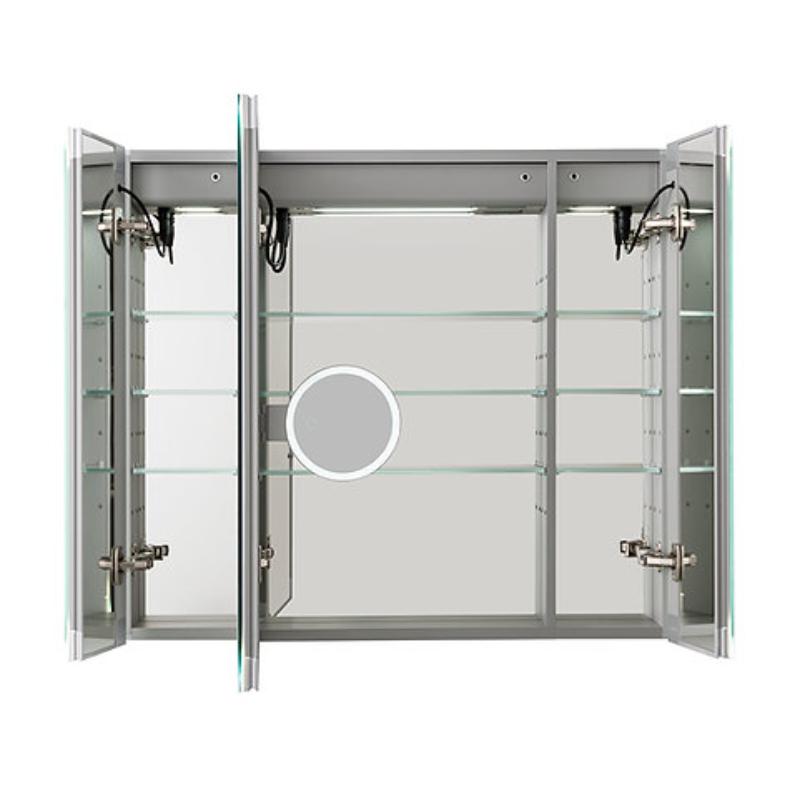 AQUADOM  Edge Royale LED Lighted Triple Door Medicine Cabinet, Antifog, Dimmable, Recessed or Surface 40" x 5" x 32"