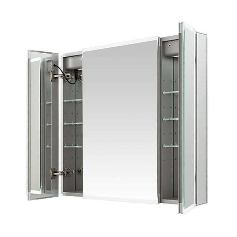 AQUADOM  Edge Royale LED Lighted Triple Door Medicine Cabinet, Antifog, Dimmable, Recessed or Surface 40" x 5" x 32"