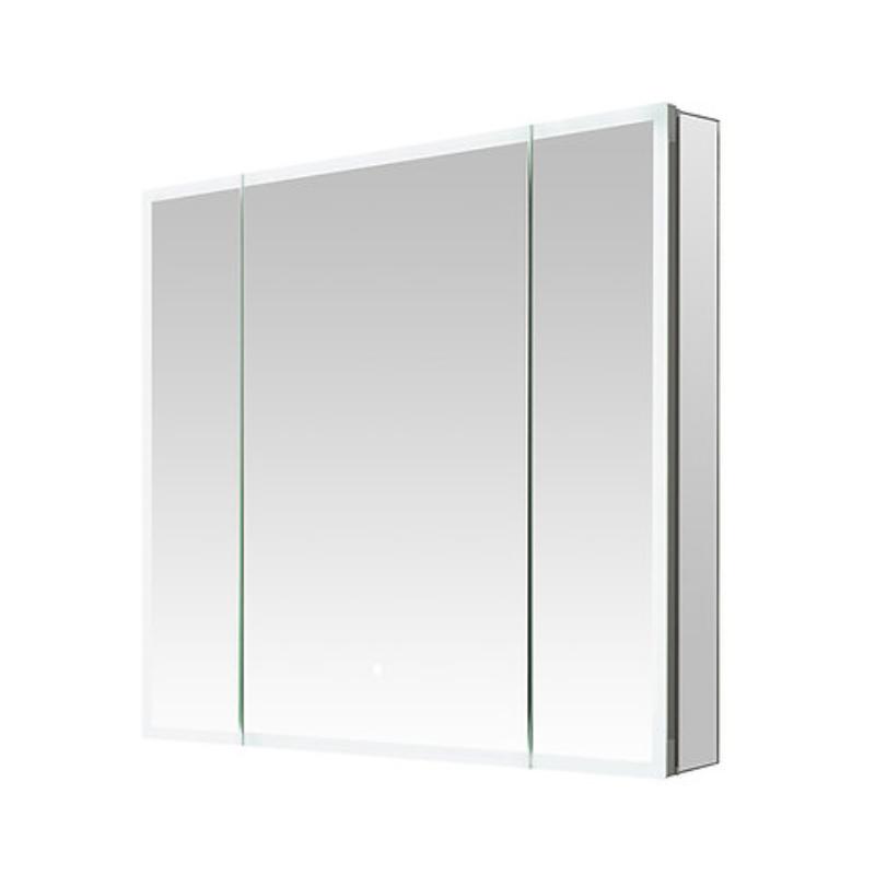 AQUADOM  Edge Royale LED Lighted Triple Door Medicine Cabinet, Antifog, Dimmable, Recessed or Surface 40" x 5" x 32"