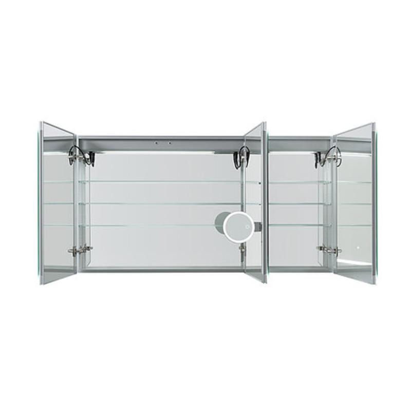 AQUADOM  Edge Royale LED Lighted Triple Door Medicine Cabinet, Antifog, Dimmable, Recessed or Surface 60" x 5" x 32"