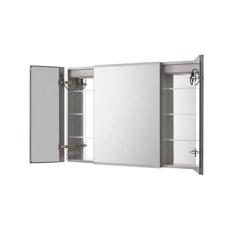 AQUADOM  Edge Royale LED Lighted Triple Door Medicine Cabinet, Antifog, Dimmable, Recessed or Surface 36" x 5" x 32"