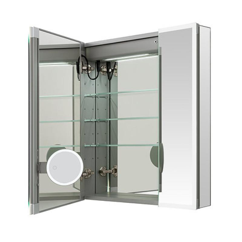 AQUADOM  Edge Royale LED Lighted Triple Door Medicine Cabinet, Antifog, Dimmable, Recessed or Surface 40" x 5" x 32"