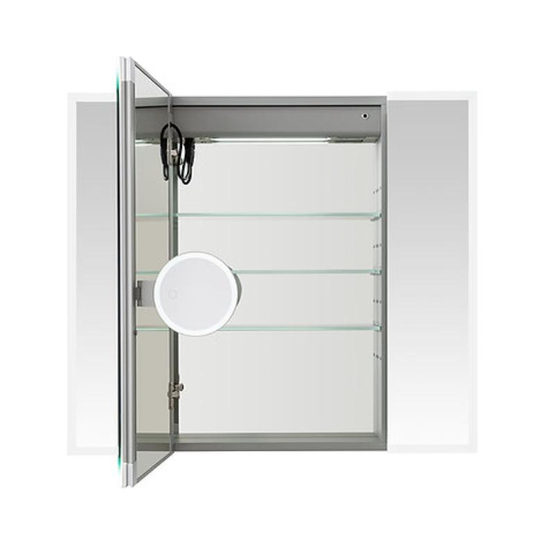 AQUADOM  Edge Royale LED Lighted Triple Door Medicine Cabinet, Antifog, Dimmable, Recessed or Surface 48" x 5" x 32"