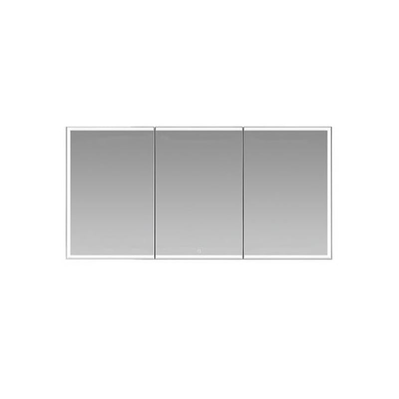 AQUADOM  Edge Royale LED Lighted Triple Door Medicine Cabinet, Antifog, Dimmable, Recessed or Surface 60" x 5" x 32"