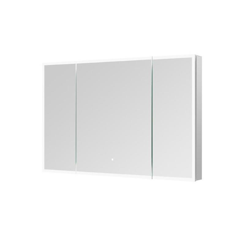 AQUADOM  Edge Royale LED Lighted Triple Door Medicine Cabinet, Antifog, Dimmable, Recessed or Surface 48" x 5" x 32"