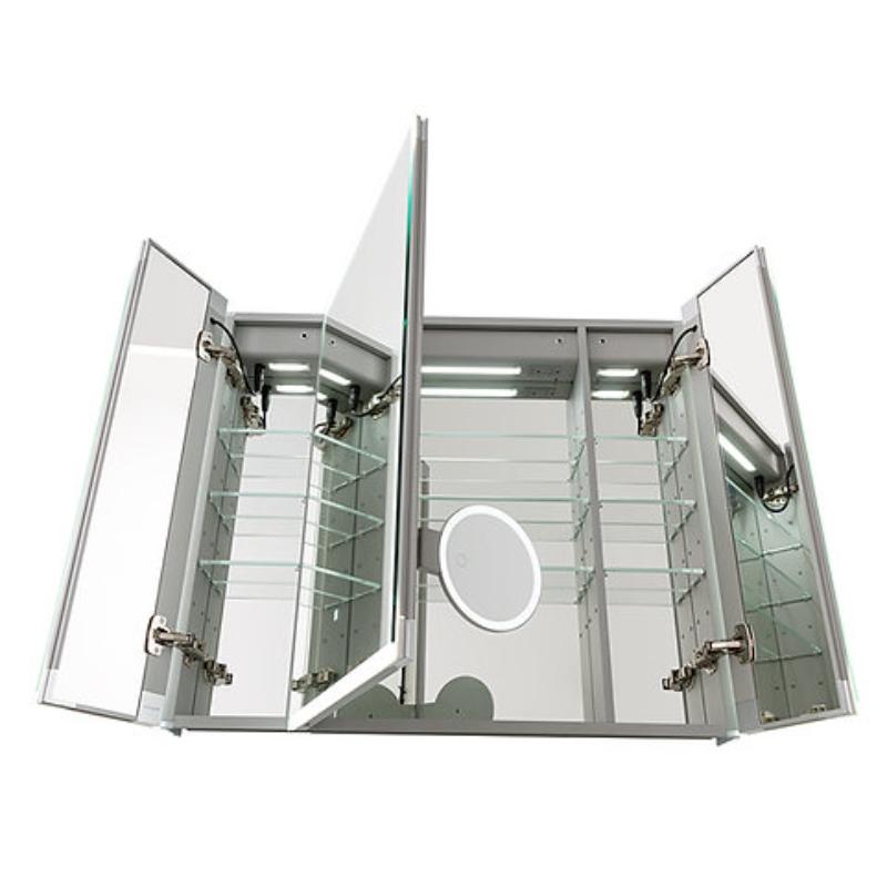AQUADOM  Edge Royale LED Lighted Triple Door Medicine Cabinet, Antifog, Dimmable, Recessed or Surface 40" x 5" x 32"