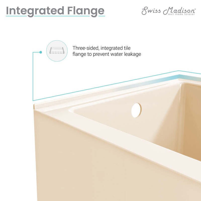 Swiss Madison Voltaire 60" X 32" Left-Hand Drain Alcove Bathtub with Apron in Bisque