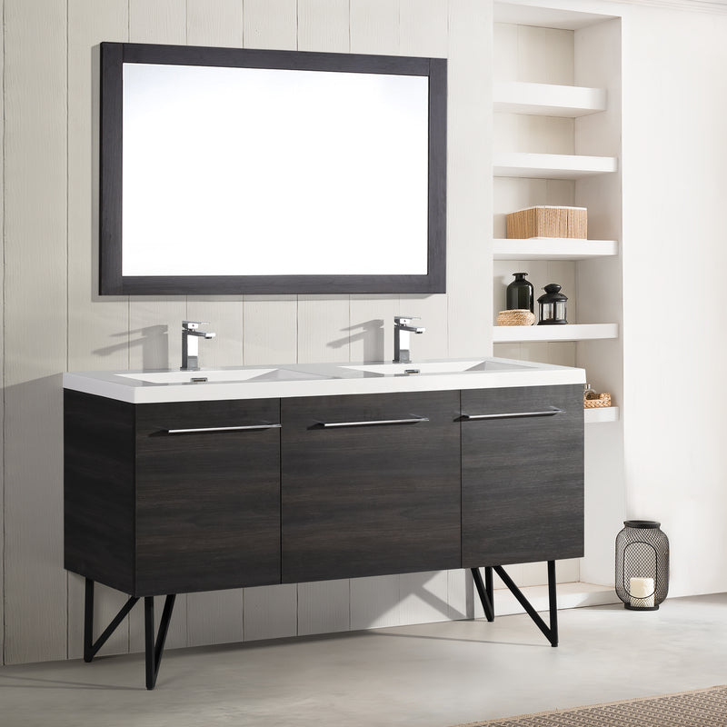 Swiss Madison Annecy 60 Double, Black Walnut, Two Doors, One Drawer, Bathroom Vanity