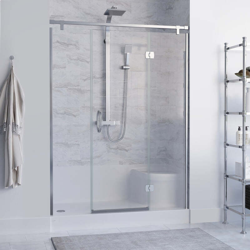 Swiss Madison Aquatique 60 X 32 Single Threshold Shower Base With Left Hand Drain and Integral Right Hand Seat in White