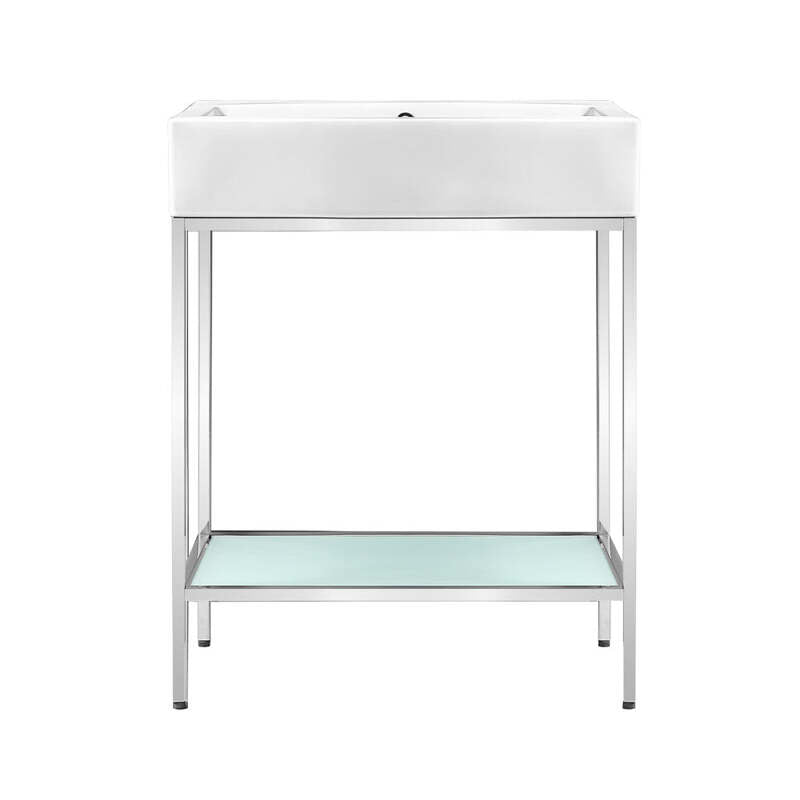 Swiss Madison Pierre 24 Single, Freestanding, Open Shelf, Chrome Metal Frame Bathroom Vanity