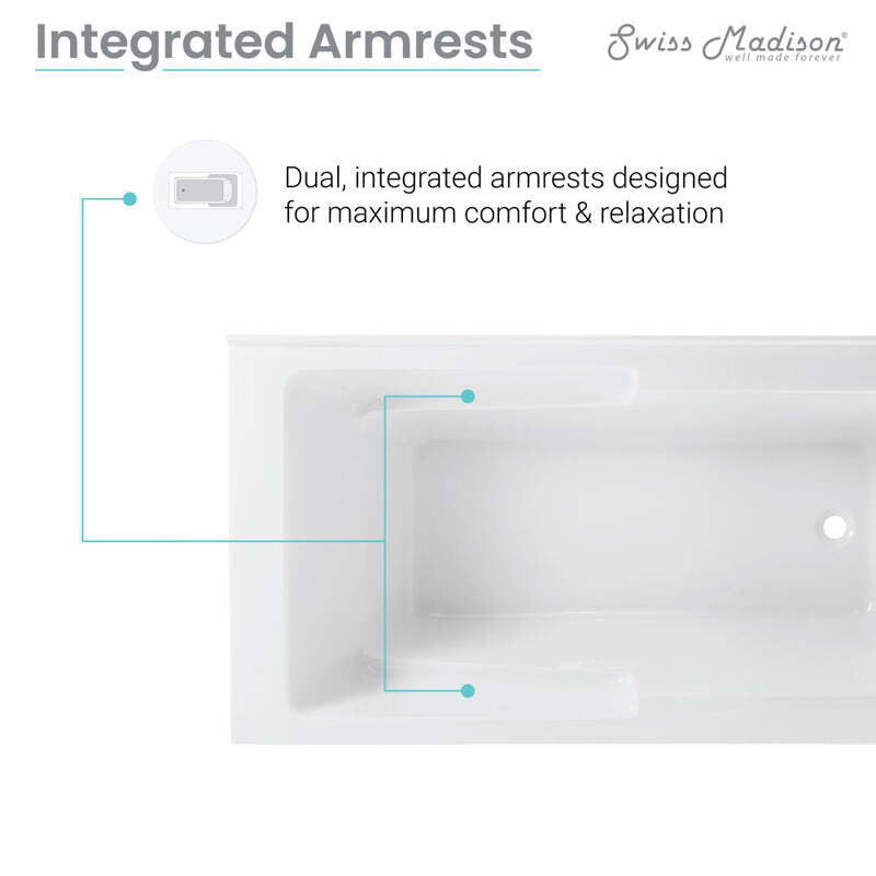 Swiss Madison Claire 60" x 32" Right-Hand Drain Drain Alcove Tub with Corner Apron