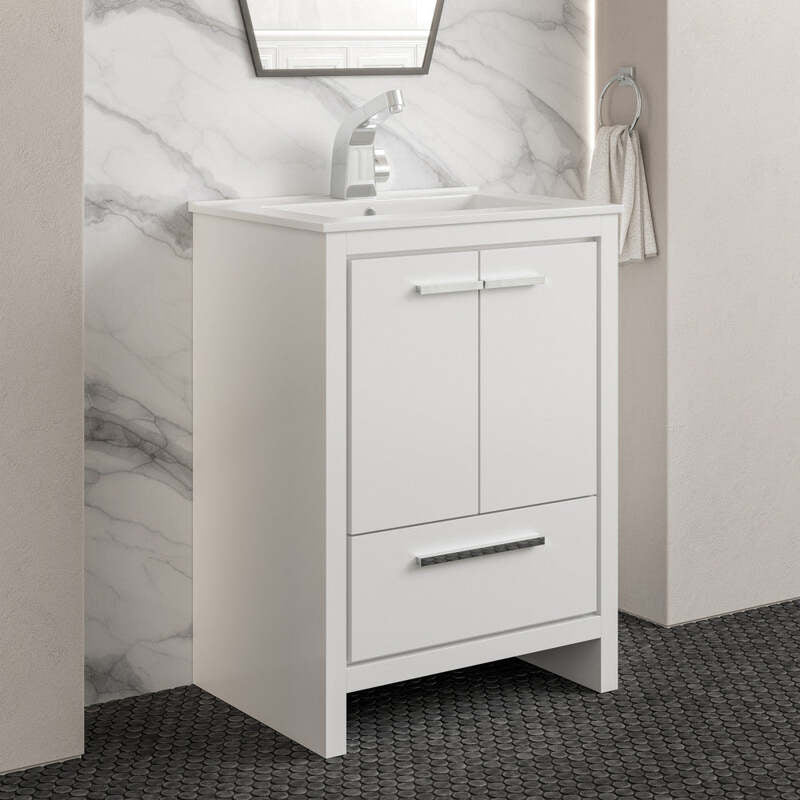 Swiss Madison Virage 24" Freestanding, Bathroom Vanity in Glossy White