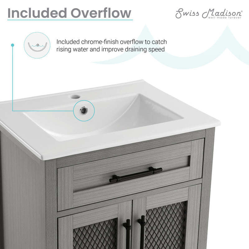 Swiss Madison Calice 24" Bathroom Vanity in Carbon Grey