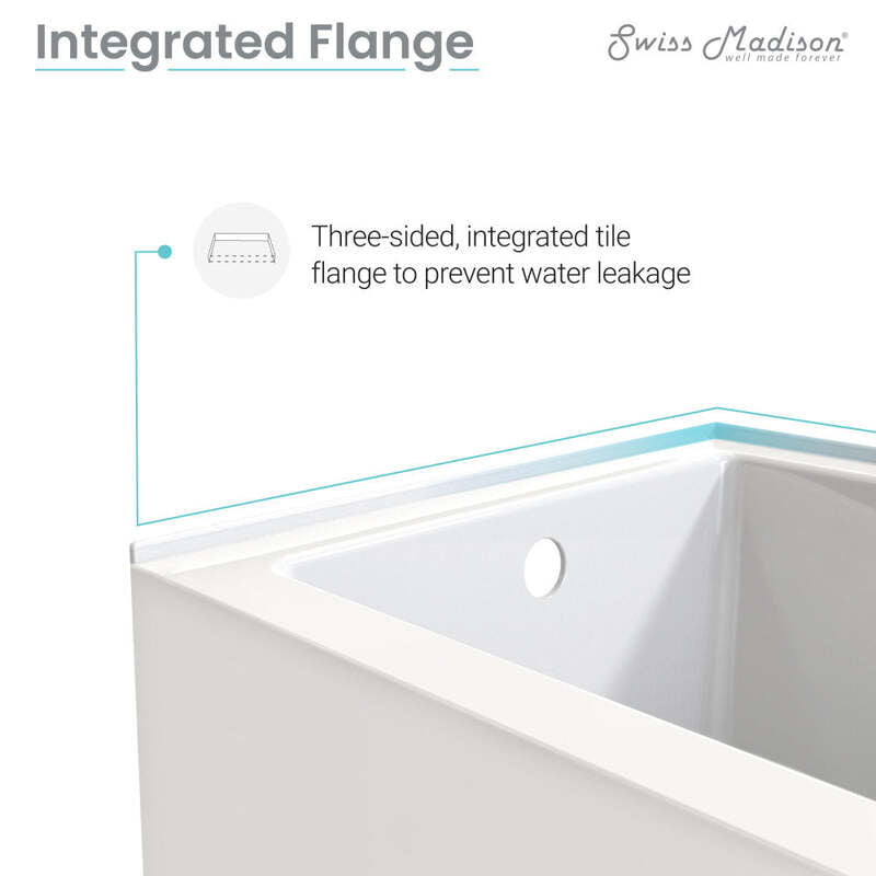 Swiss Madison Voltaire 60" X 30" Right-Hand Drain Alcove Bathtub with Apron and Armrest