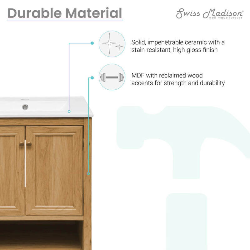 Swiss Madison Château 24" Bathroom Vanity in Natural Oak