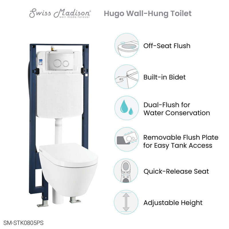 Swiss Madison Hugo Smart Wall-Hung Toilet with Bidet Bundle (SM-ST080, SM-WCB02)