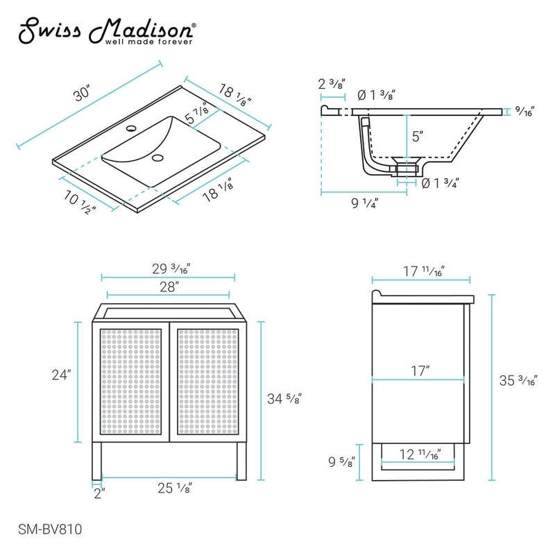 Swiss Madison Arles 30" Single, Bathroom Vanity in Honey