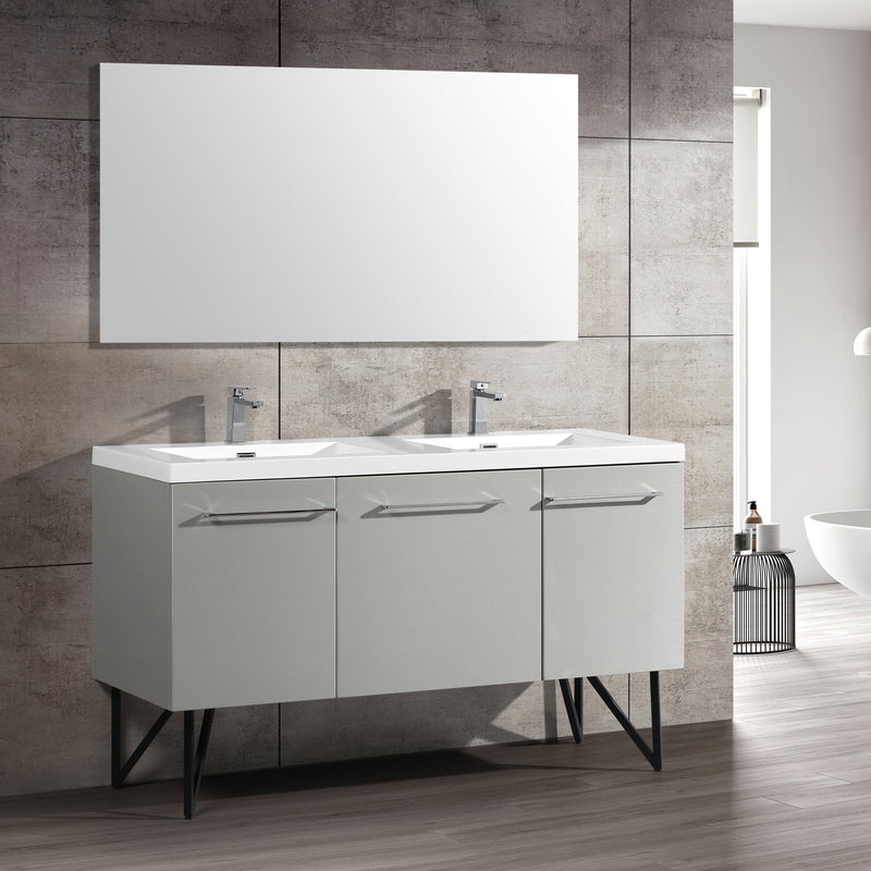Swiss Madison Annecy 60 Double, Brushed Grey, Two Doors, One Drawer, Bathroom Vanity