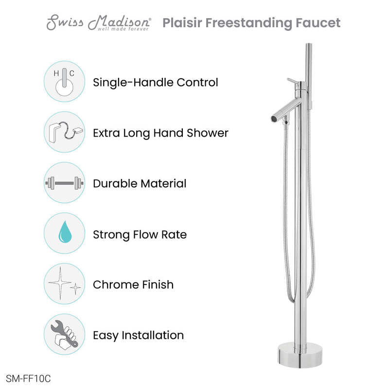 Swiss Madison Plaisir Freestanding Bathtub Faucet in Chrome