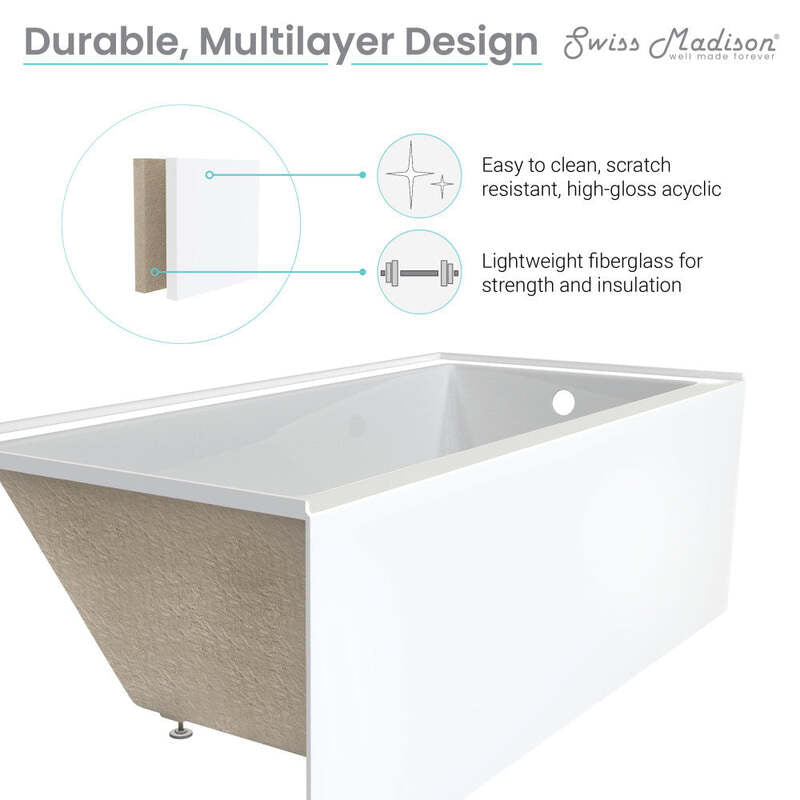 Swiss Madison Voltaire 60" X 30" Right-Hand Drain Alcove Bathtub with Apron