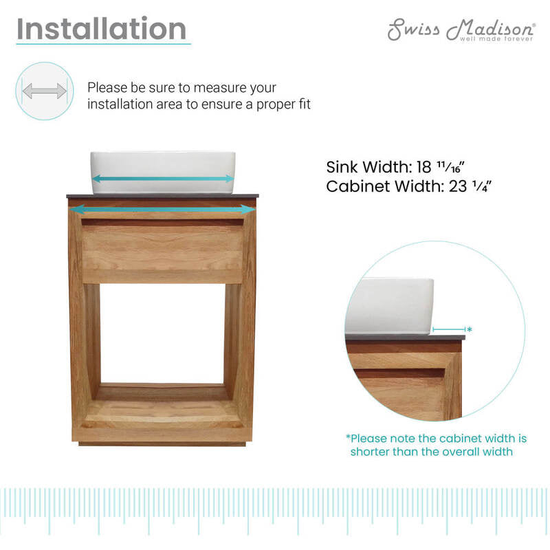 Swiss Madison Rennes 24" Reclaimed Wood Vanity in Natural Teak with Slate Countertop and Single Hole Vessel Sink