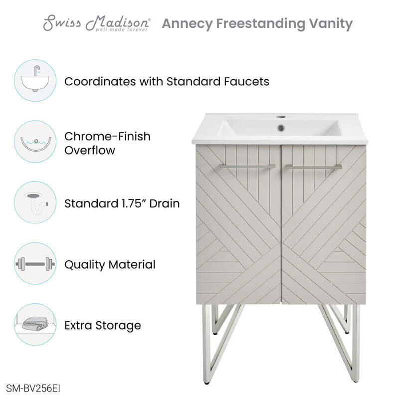 Swiss Madison Annecy 24" Bathroom Vanity in Mayhem Greige