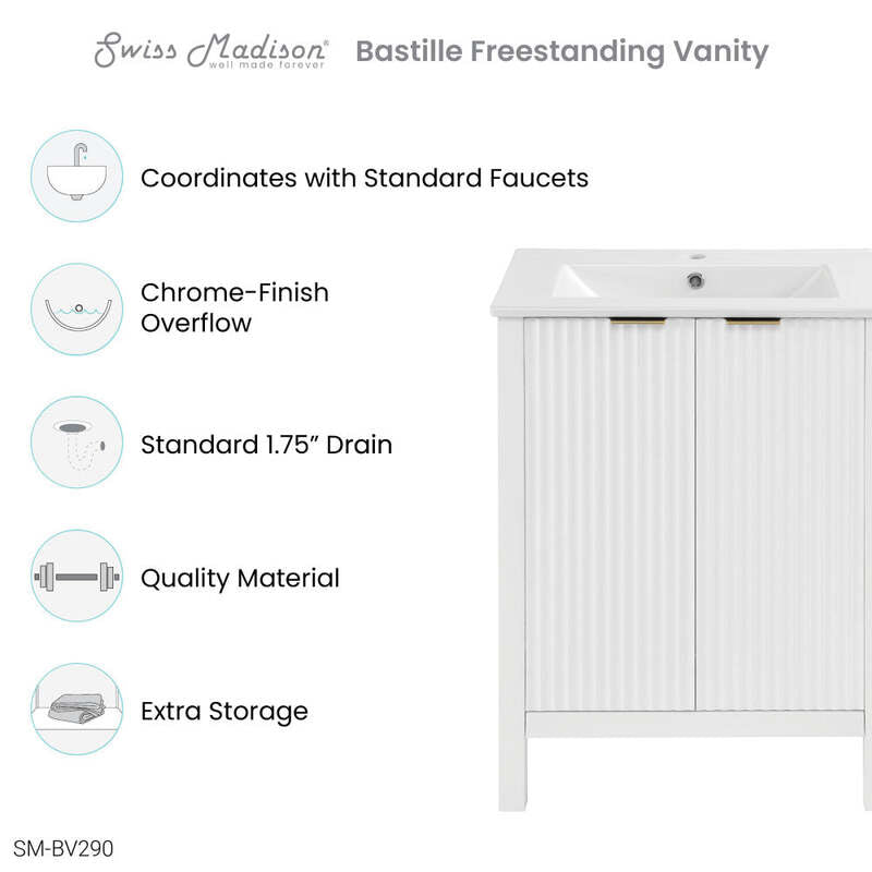 Swiss Madison Bastille 24" Bathroom Vanity in White