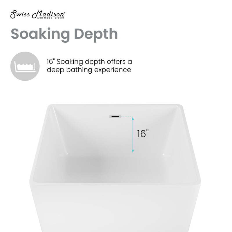 Swiss Madison Voltaire 47" Square Freestanding Bathtub