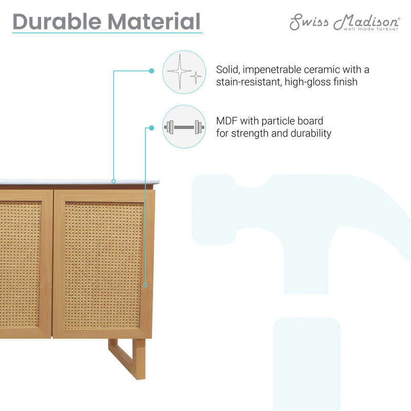 Swiss Madison Arles 48" Single, Bathroom Vanity in Honey