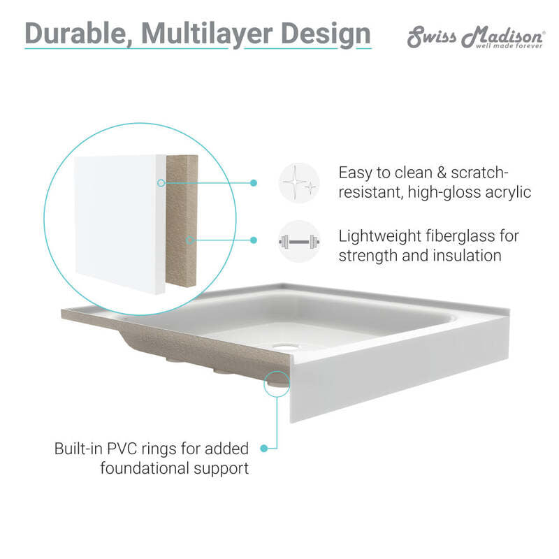 Swiss Madison Voltaire 60 x 32 Acrylic White, Single-Threshold, Right-Hand Drain, Shower Base