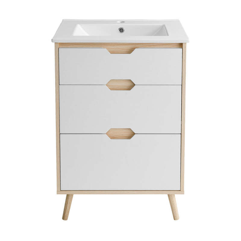 Swiss Madison Brusque 24" Bathroom Vanity in White Oak