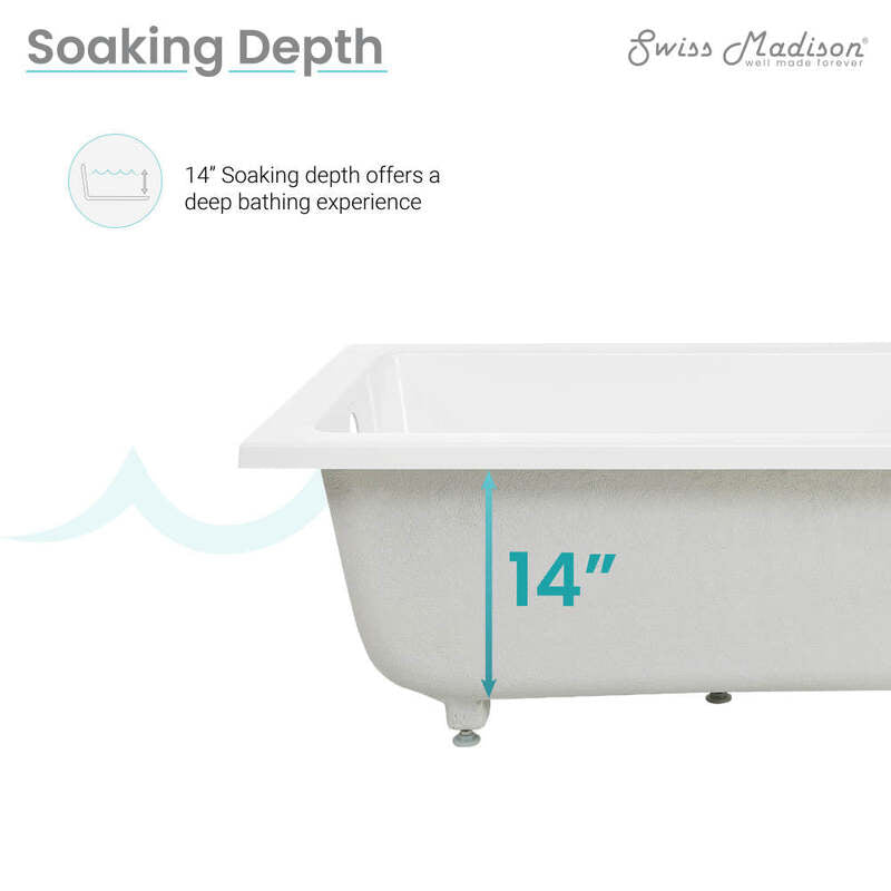 Swiss Madison Voltaire 54" x 30" Reversible Drain Drop-In Bathtub