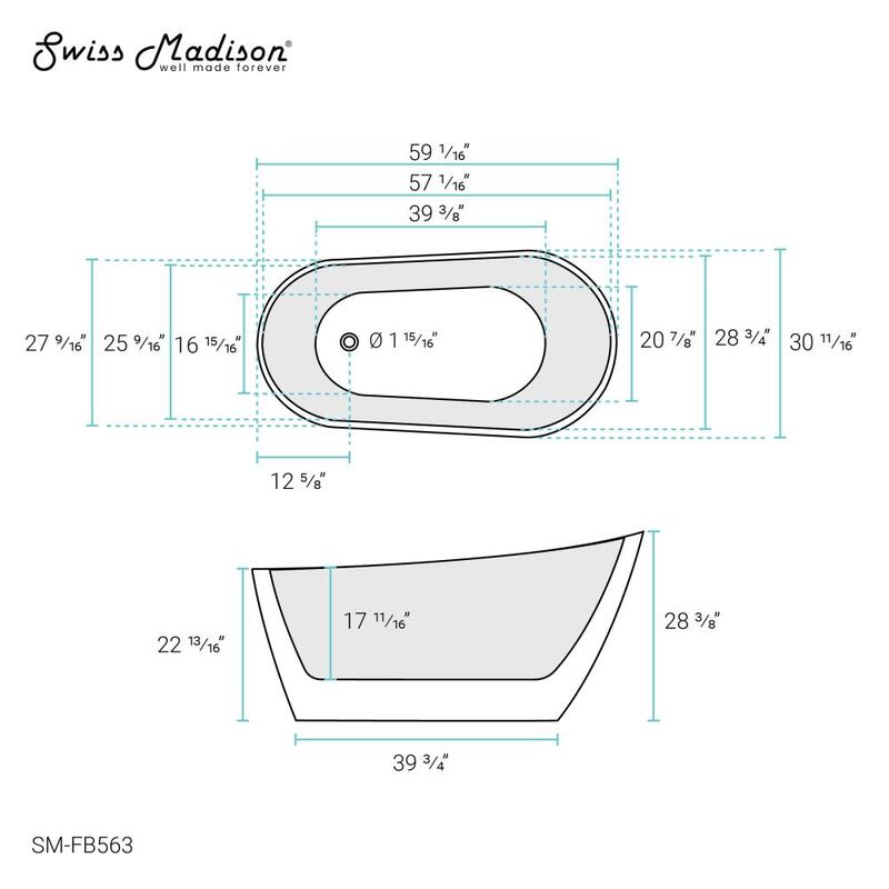 Swiss Madison Sublime 60" Single Slipper Freestanding Bathtub