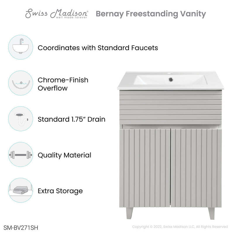 Swiss Madison Bernay 24" Bathroom Vanity in Shell