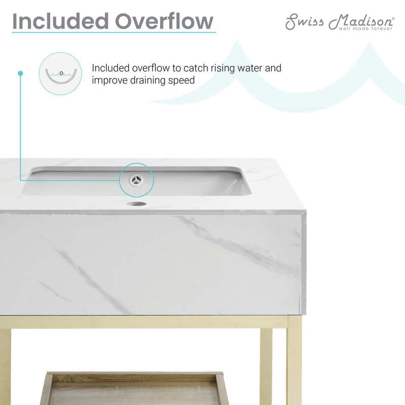 Swiss Madison Beau 24" Freestanding, Bathroom Vanity in Oak and Calacatta