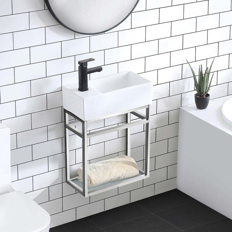 Swiss Madison Pierre 19.5 Single, Open Shelf, Chrome Metal Frame Bathroom Vanity