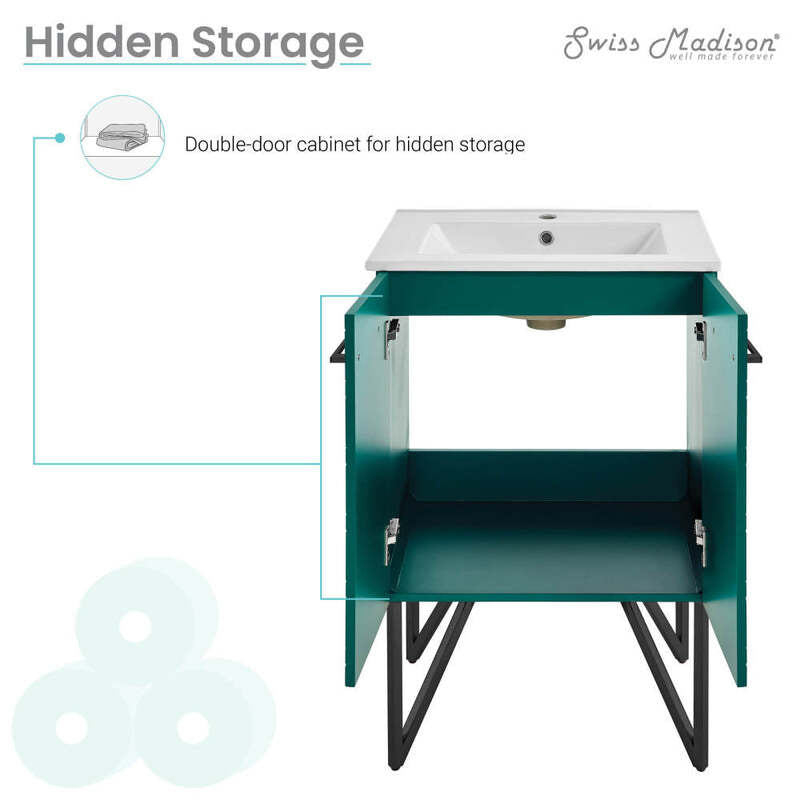 Swiss Madison Annecy 24" Bathroom Vanity in Barracuda Teal